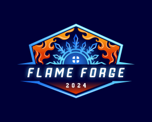 Fire Snowflake HVAC logo design