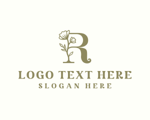 Floral Organic Letter R logo