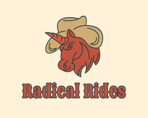 Cowboy Hat Unicorn  logo design