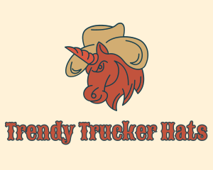 Cowboy Hat Unicorn  logo design