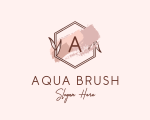 Natural Hexagon Watercolor logo design