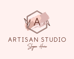 Natural Hexagon Watercolor logo design