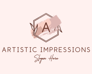 Natural Hexagon Watercolor logo design