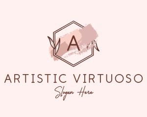 Natural Hexagon Watercolor logo design