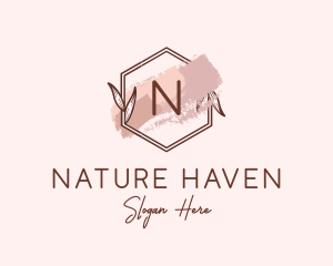 Natural Hexagon Watercolor logo design