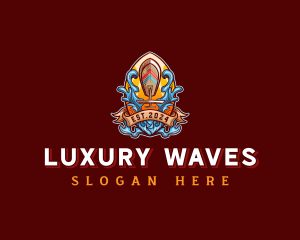 Foil Surfing Board Waves logo design