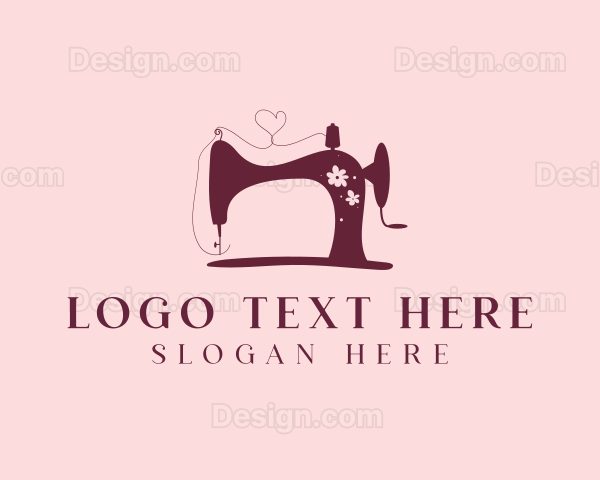 Floral Sewing Machine Tailoring Logo