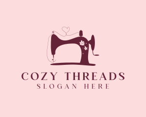 Floral Sewing Machine Tailoring logo design