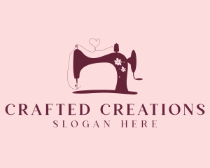 Floral Sewing Machine Tailoring logo design