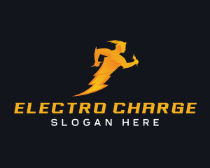 Human Lightning Bolt logo design