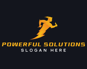 Human Lightning Bolt logo design