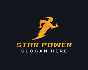 Human Lightning Bolt logo design