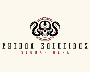 Skull Head Python logo design