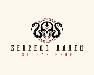 Skull Head Python logo design