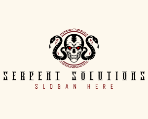 Skull Head Python logo design