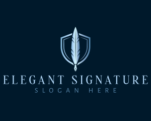 Feather Quill Shield logo design