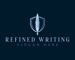 Feather Quill Shield logo design