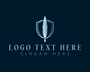Composition - Feather Quill Shield logo design