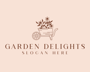 Garden Flower Wheelbarrow logo design