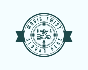 Faucet Pipe Plumbing logo design