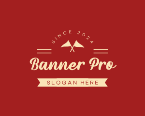 Retro Flag Banner logo design