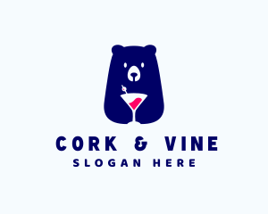 Bear Cocktail Bar Drink logo design