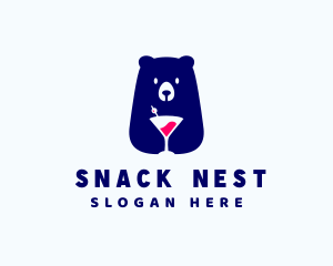 Bear Cocktail Bar Drink logo design