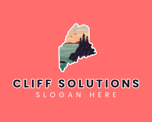 Maine Cliff Coastline logo design