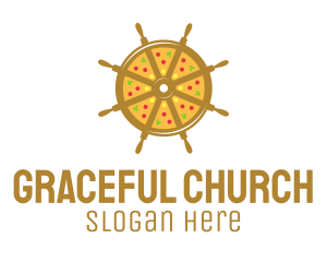 Ship Wheel Pizza Logo