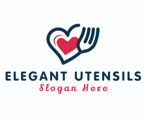 Heart Fork Utensil logo design
