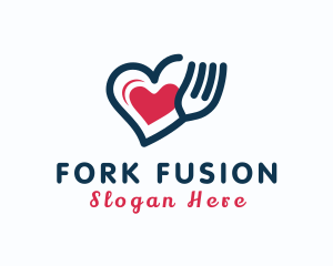 Heart Fork Utensil logo design