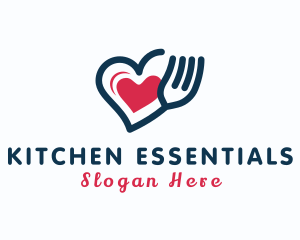 Heart Fork Utensil logo design