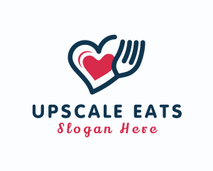 Heart Fork Utensil logo design