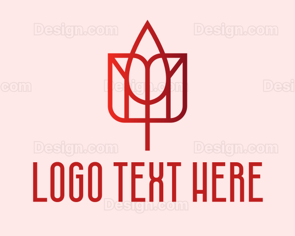 Red Tulip Flower Logo