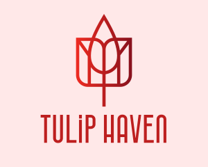 Red Tulip Flower  logo design