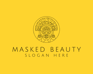 Minimalist Mayan Mask  logo design