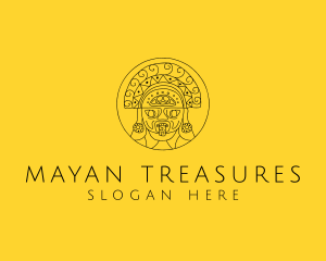 Minimalist Mayan Mask  logo design