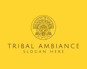 Minimalist Mayan Mask  logo design