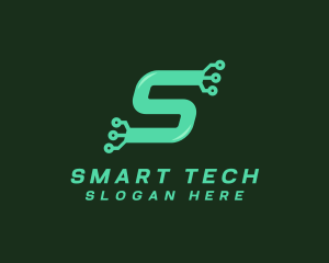 Tech Circuit Letter S logo design