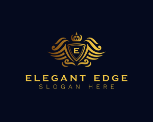 Elegant Crown Wing Crest logo design