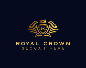 Elegant Crown Wing Crest logo