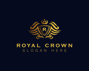 Elegant Crown Wing Crest logo design