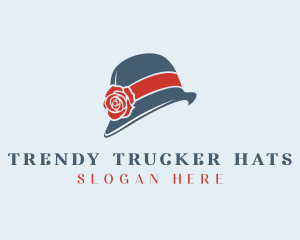 Floral Cloche Hat logo design