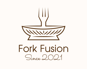 Minimalist Fork Plate logo design