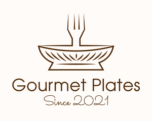 Minimalist Fork Plate logo design