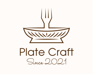 Minimalist Fork Plate logo design