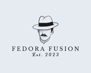 Mustache Fedora Hat logo design