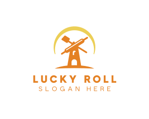 Spatula Rolling Pin Windmill logo design