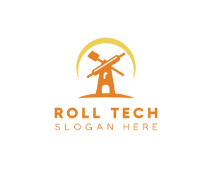 Spatula Rolling Pin Windmill logo design