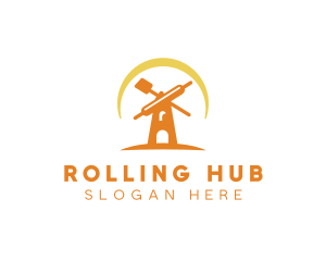 Spatula Rolling Pin Windmill logo design